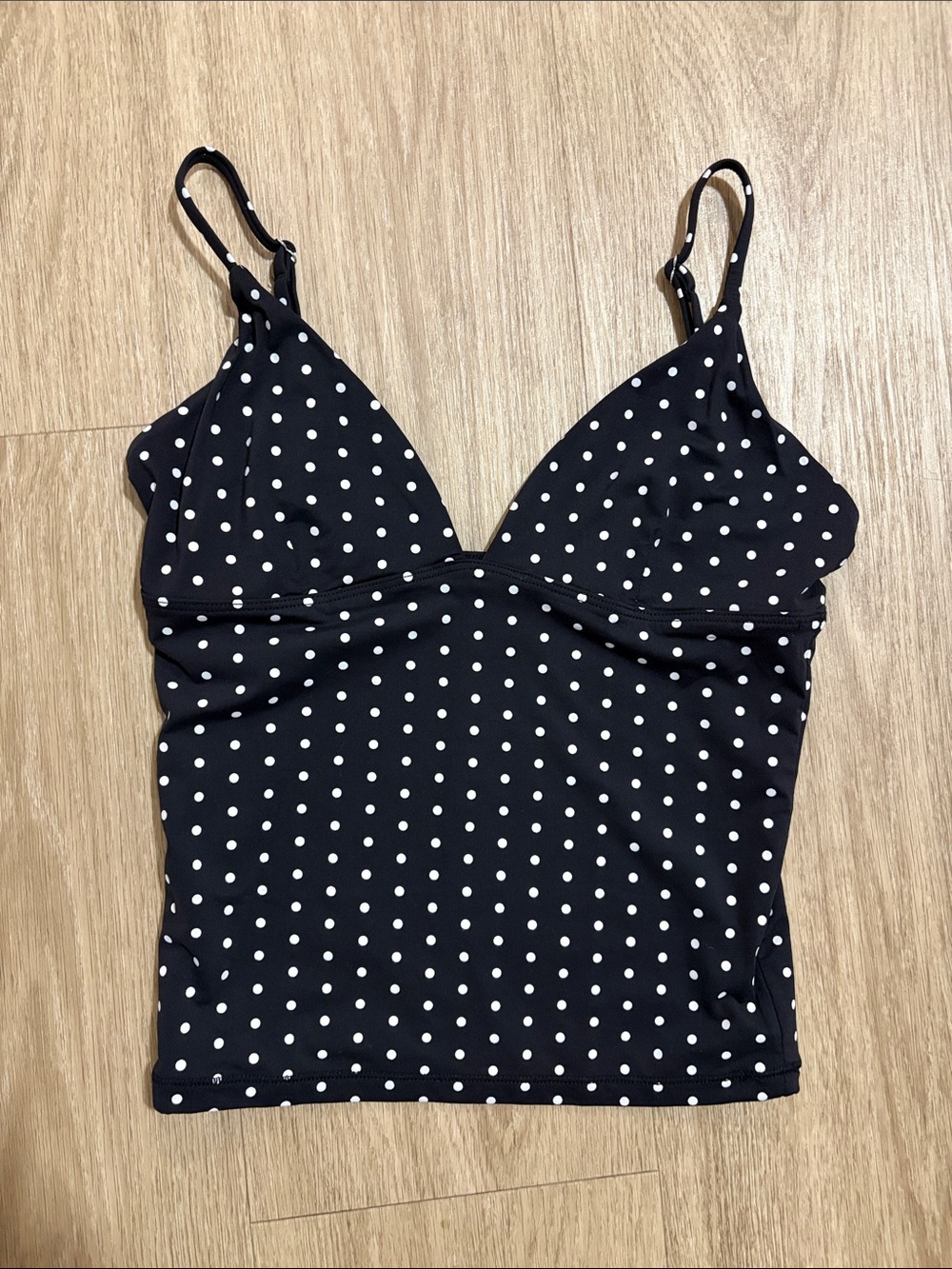 Black Polka Dot Cami with Adjustable Straps - Never Worn